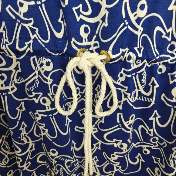 Lilly Pulitzer Raquel Dress Size Medium Blue Anchors Away Print Nautical Coastal - Picture 6 of 11